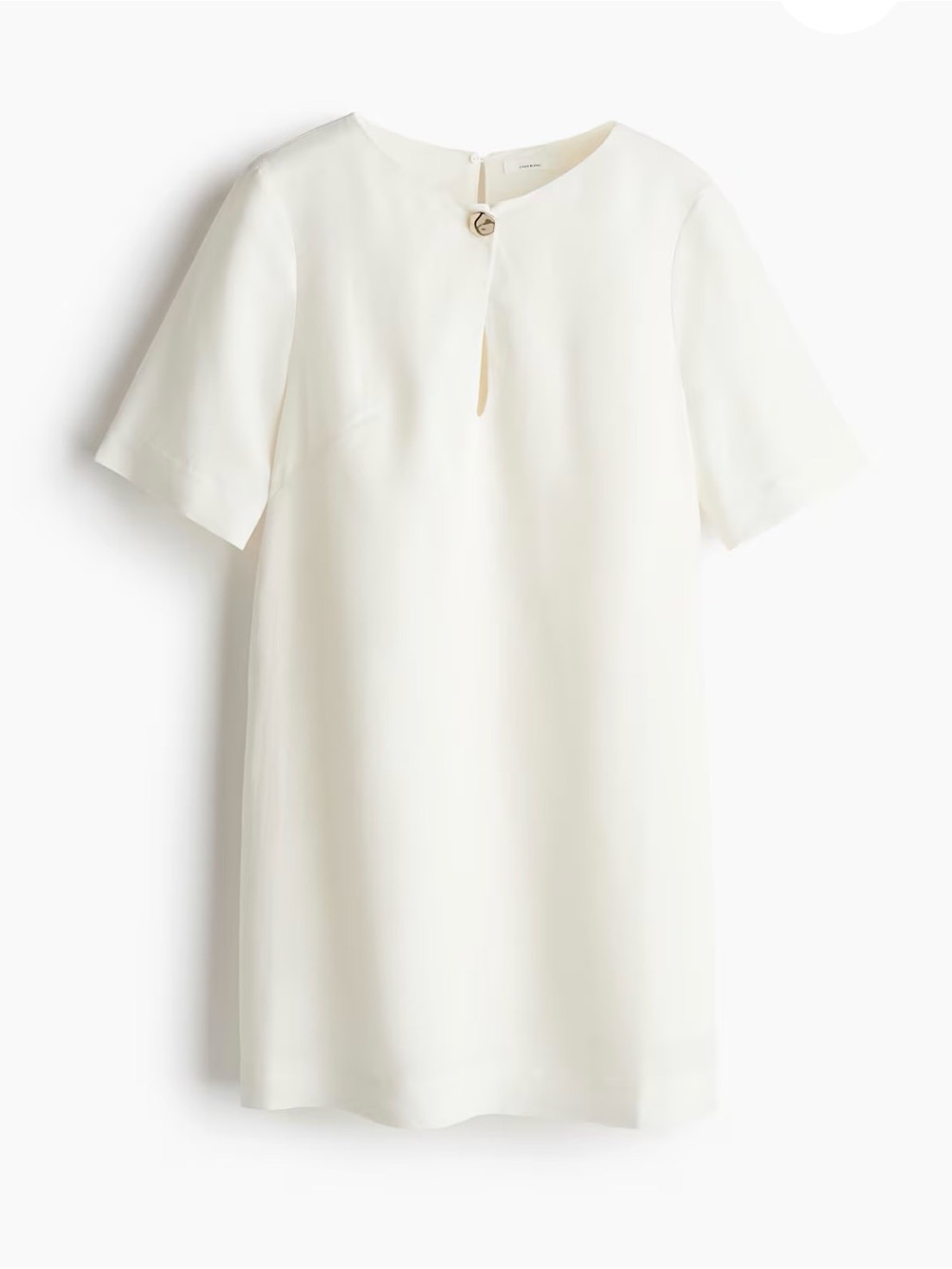 Linen Blend Cream Shift Dress Size L Short Sleeve Minimal Chic